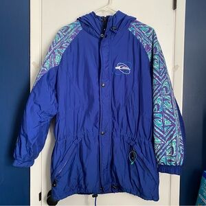 Vintage 1990’s Quiksilver Women’s Windbreaker/Ski-Jacket w/ Cinched Waist & Hood